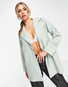 Femme Luxe Oversized Dad Blazer In Sage-green