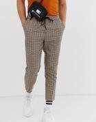 New Look Pull On Pants In Brown Check - Brown