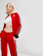 Kappa Zip Front Tracksuit Top With Sports Tape Co-ord - Red