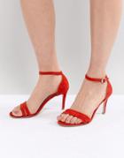 Suncoo Heeled Strappy Sandals In Suede-red
