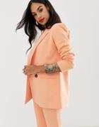 Asos Design Cantaloupe Suit Blazer With Contrast Buttons - Pink