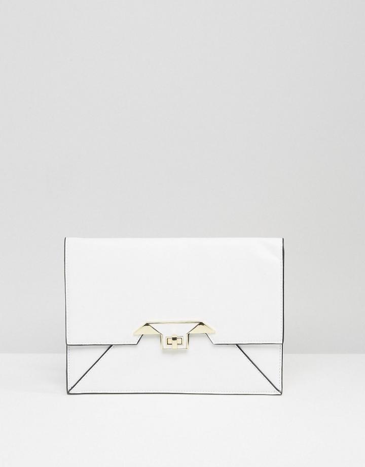 Asos Diamond Twist Lock Clutch Bag - White