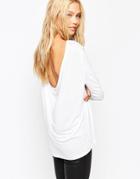 Asos The Scoop Back Top With Long Sleeves - White