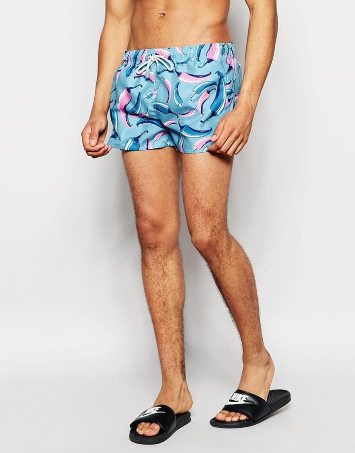 Oiler & Boiler Tuckernuck Swim Shorts With Chilli Print - Blue