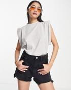 Asos Design Oversized T-shirt With Roll Sleeve In Gray Heather