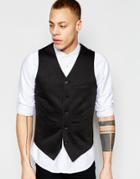 Asos Slim Fit Waistcoat In Jersey In Black - Black