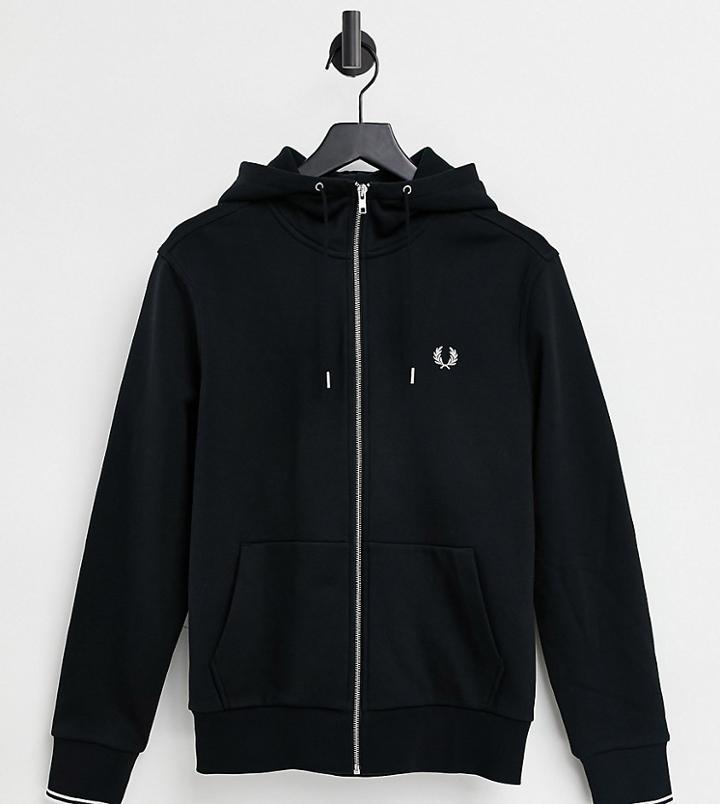 Fred Perry Zip Through Hoodie In Black