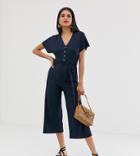 New Look Tall Ribbed Jumpsuit In Navy - Navy
