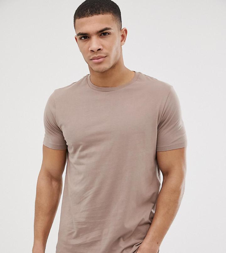 Asos Design Crew Neck T-shirt In Beige