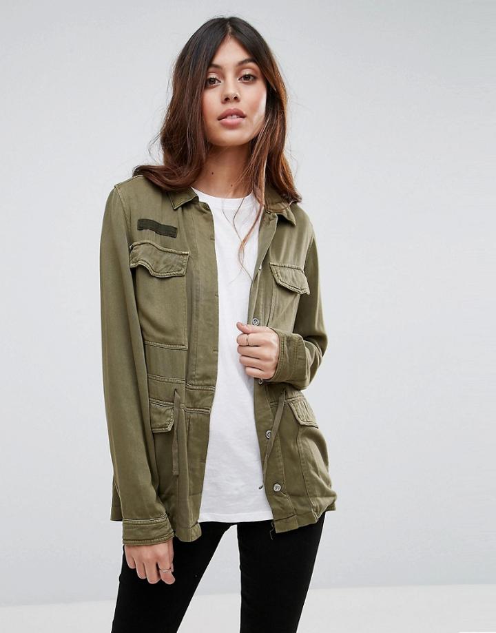 Vero Moda Washed Utility Festival Jacket - Green