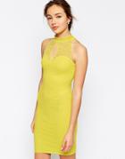 Jessica Wright High Neck Lace Dress - Yellow