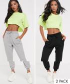 Asos Design Basic Jogger With Tie 2 Pack Save