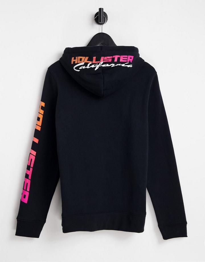 Hollister Contrast Icon Logo Hoodie In Black