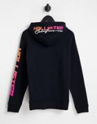 Hollister Contrast Icon Logo Hoodie In Black
