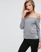 Supertrash Tourney Double Breasted Top - Gray