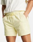 Asos Design Slim Chino Shorts With Elastic Waist In Yellow