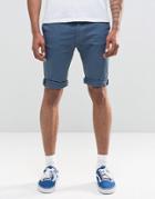 Bellfield Stretch Skinny Chino Shorts - Blue