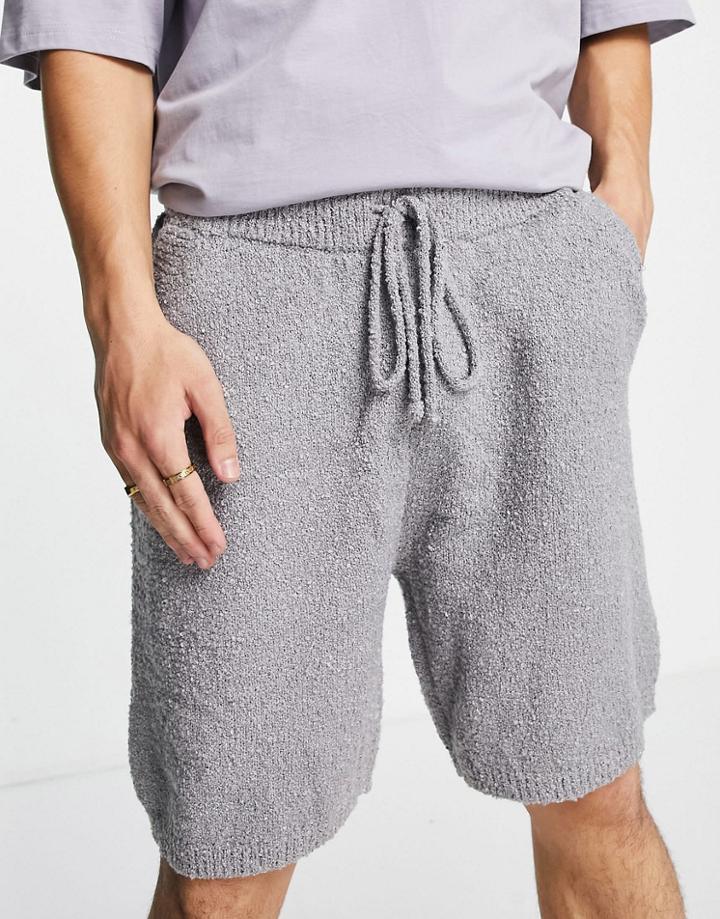 Mennace Knit Shorts In Gray Boucle - Part Of A Set-grey