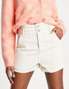 Topshop Shorts In Ecru Wash-neutral