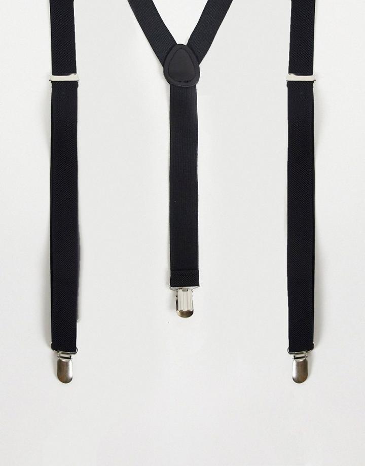 Asos Design Wedding Suspenders In Black