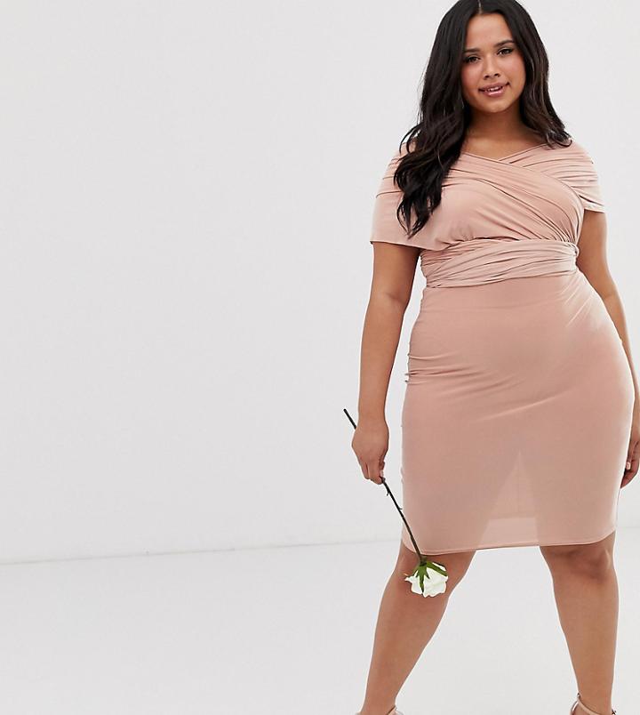 Club L London Plus Multi Way Midi Bridesmaid Dress-pink