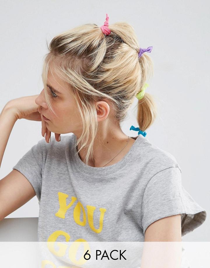 Asos Pack Of 6 Rainbow Hair Ties - Multi