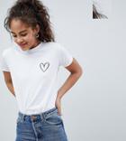 Asos Design Tall T-shirt With Scribble Heart - White