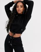 Sixth June Long Sleeve Crop Top With Drawstring Waist In Soft Rib Two-piece