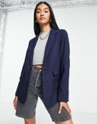 Topshop Fitted Blazer In Navy - Part Of A Set