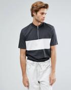 Asos Relaxed Skater T-shirt With Zip Turtleneck And Cut & Sew Panels - Multi
