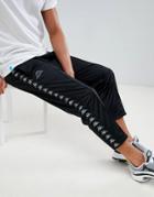 Kappa Cropped Joggers With Logo Taping In Black - Black