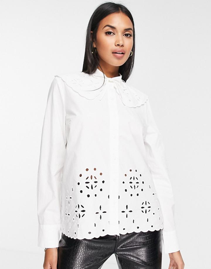 In Wear Valleria Oversized Collar Cutwork Shirt In White