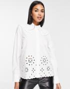 In Wear Valleria Oversized Collar Cutwork Shirt In White