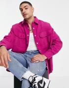 Asos Design Extreme Oversized Wool Mix Shirt In Bright Pink