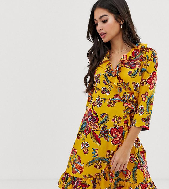 Vero Moda Petite Floral Wrap Dress-multi