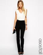 Asos Tall Flare Pants With Pintuck - Black