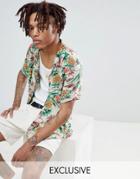 Allsaints Short Sleeve Revere Shirt With Pineapple Palm Tree Print - Multi