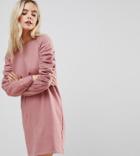 Asos Petite Sweat Dress With Ruched Arms - Pink