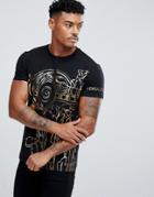 Versace Jeans T-shirt In Black With Gold Foil Print - Black