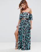 Asos Beach Co Ord Maxi Skirt In Tropical Pop Print - Multi