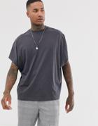 Asos Design Extreme Oversized T-shirt In Washed Black-gray