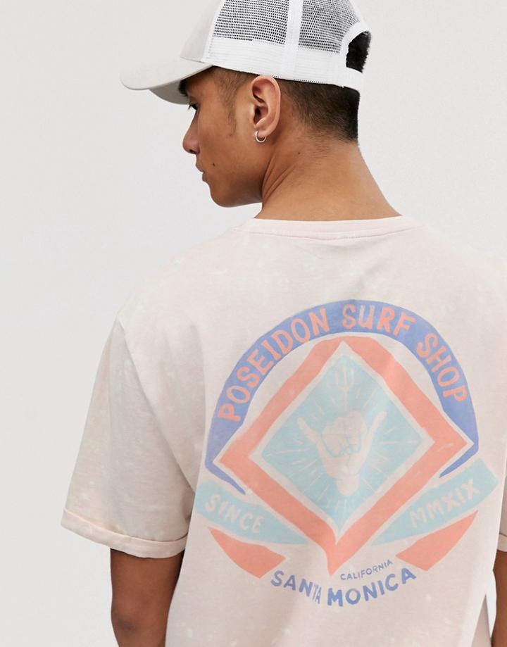 Asos Design Organic Cotton Relaxed T-shirt With Tie Dye Wash Roll Sleeve And Mantra Back Print-orange