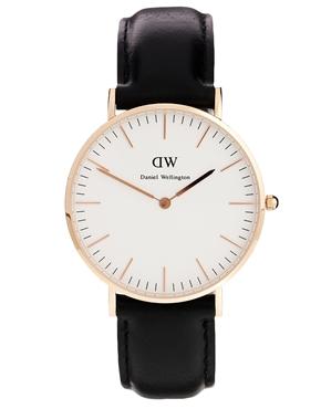 Daniel Wellington Classic Black Sheffield Rose Gold Rim Large Watch - Black
