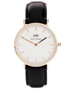 Daniel Wellington Classic Black Sheffield Rose Gold Rim Large Watch - Black