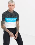 Asos Design T-shirt With Color Block Panels And Text Print