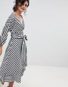 Gestuz Stripe Wrap Dress With Frill Detail - Multi