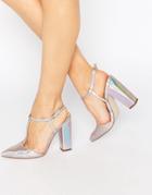 Little Mistress Mollie T-bar Pointed Heeled Shoes - Holographic
