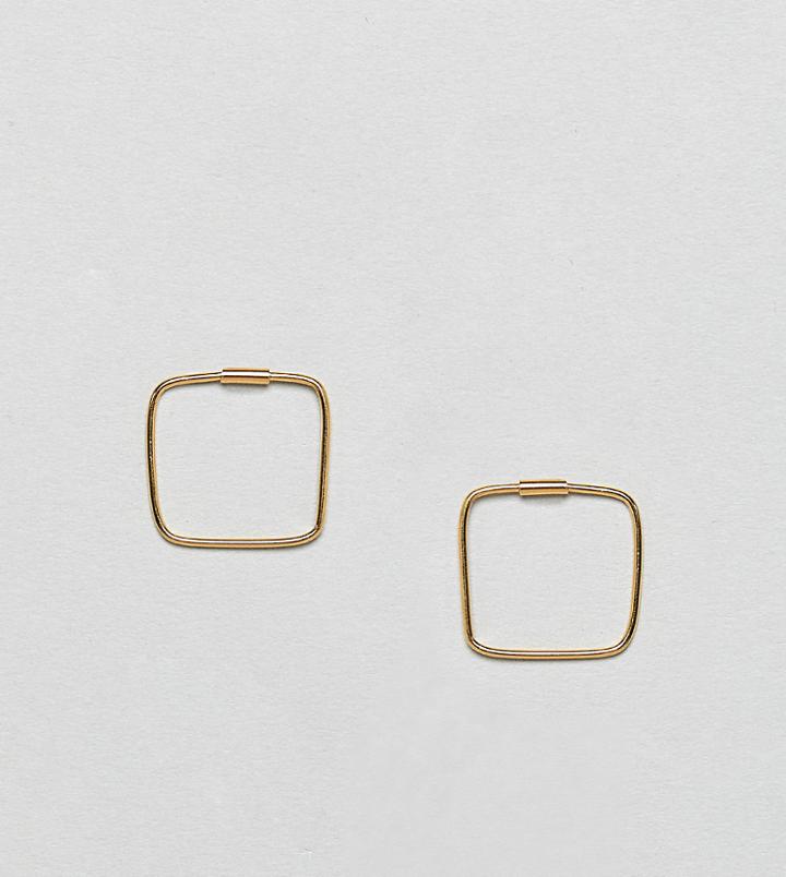 Asos Design Gold Plated Sterling Silver Square Hoop Earrings - Gold