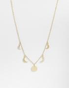 Designb Necklace With Moon And Disc Charms In Gold Tone