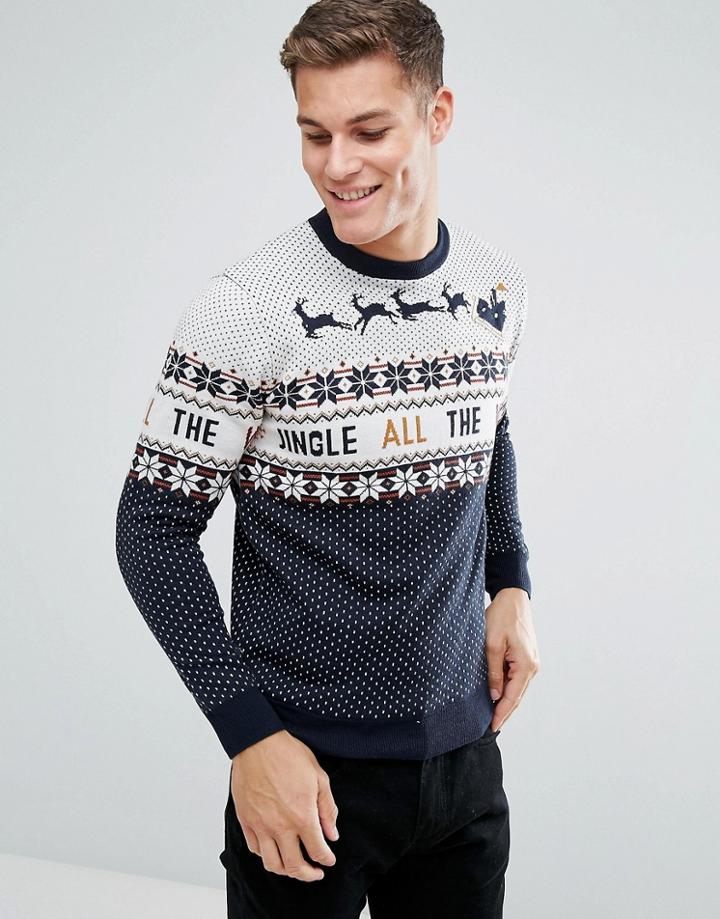 Threadbare Light Up Holidays Sweater - Navy